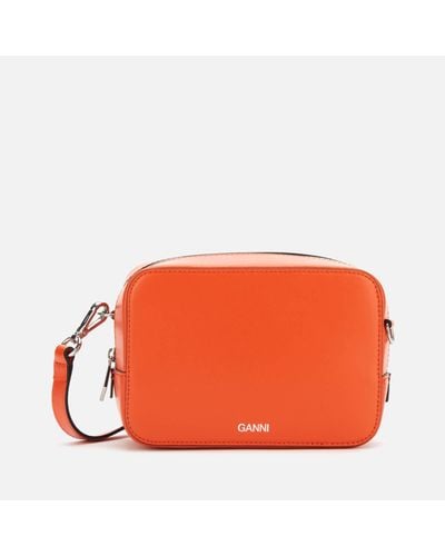 Ganni Textured Leather Bag - Orange