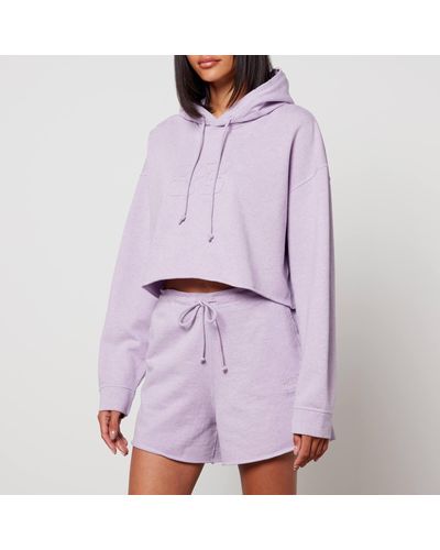 Ganni Isoli Cropped Organic Cotton-Jersey Hoodie - Purple
