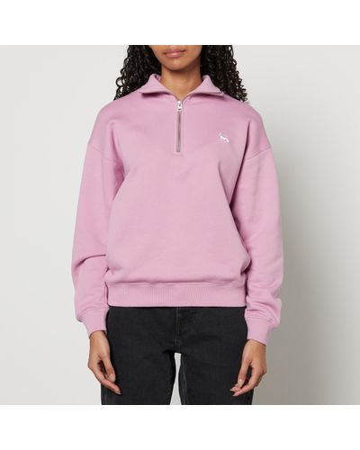 Maison Kitsuné Baby Fox Patch Cotton-Jersey Half-Zip Sweatshirt - Pink