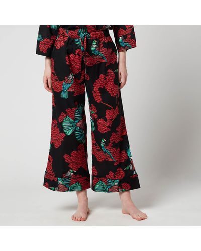 Desmond & Dempsey Tui Wide Leg Trousers - Red