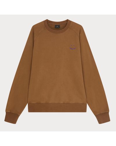 PS by Paul Smith Happy Logo-embroidery Cotton Sweatshirt - Brown