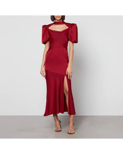 De La Vali Amor Satin Midi Dress - Red