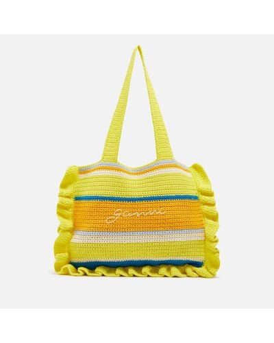 Ganni X Coggles Crocheted Cotton Tote Bag - Yellow