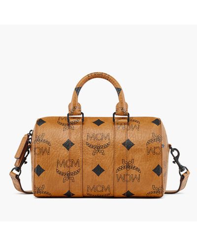MCM Aren Boston Nappa Leather Holdall - Brown