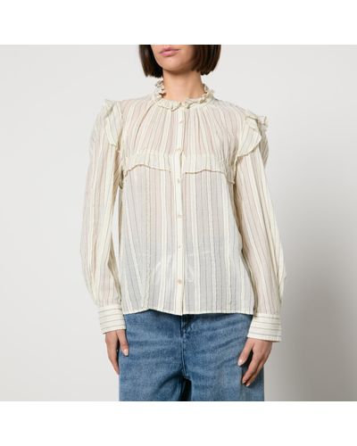 Isabel Marant Idety Semi-Sheer Cotton-Seersucker Shirt - White