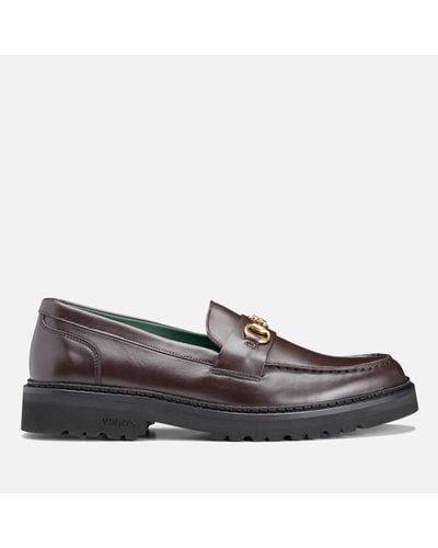 VINNY'S Le Club Horsebit Snaffle Leather Loafers - Brown