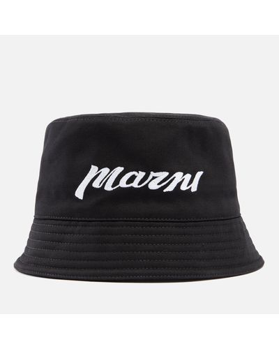 Marni Logo Cotton-Twill Bucket Hat - Black