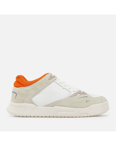 Heron Preston Low Key Leather And Suede Sneakers - White