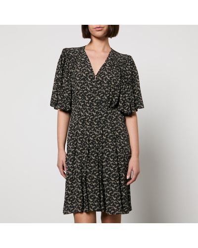 Isabel Marant Velodia Printed Crepe De Chine Dress - Black