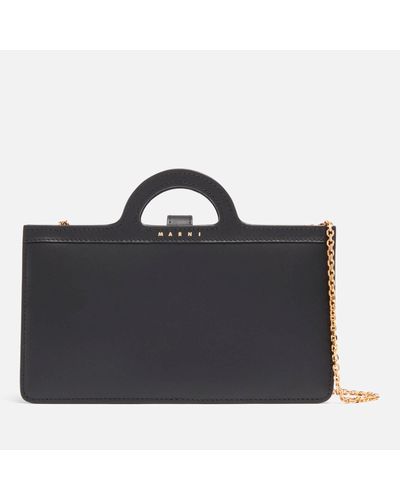 Marni Long Leather Wallet On Chain - Black