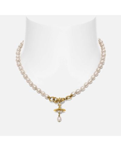 Vivienne Westwood Aleksa Gold-tone Brass And Preciosa Pearl Necklace - Metallic