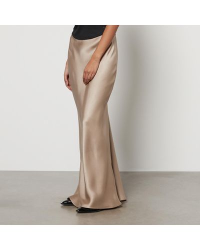 Anine Bing Bias-Cut Satin-Silk Maxi Skirt - Natural