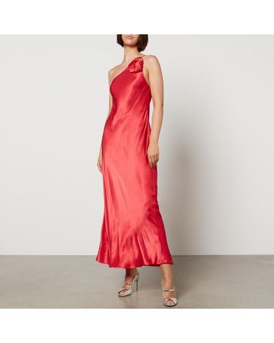 RIXO London Doutzen Satin Midi Dress - Red