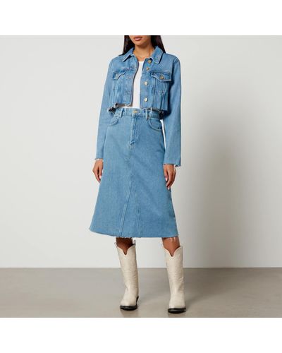Ganni Organic Denim Midi Skirt - Blue