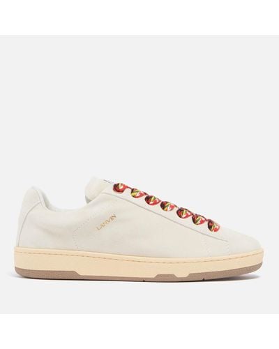 Lanvin Lite Curb Low Top Suede Trainers - Natural