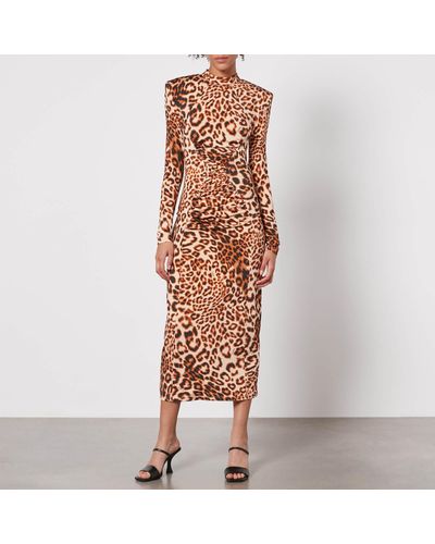 ROTATE BIRGER CHRISTENSEN Leopard-print Jersey Dress - Orange