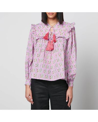 SZ Blockprints Clover Paisley-print Cotton-gauze Blouse - Pink