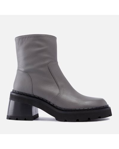 BY FAR Norris Leather Heeled Ankle Boots - Grey