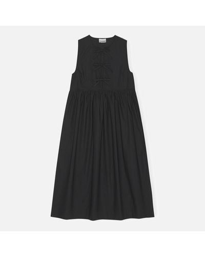 Ganni Cotton-Poplin Midi Dress - Black