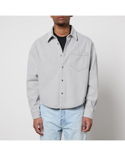 Ami Paris Long Sleeved Cotton Denim Shirt - Grey