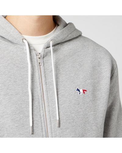 Maison Kitsuné Zip Hoodie Tricolor Fox Patch in Grey (Gray) for 