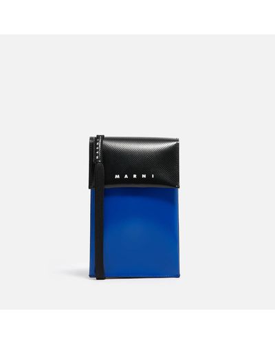 Marni Faux Leather Phone And Card Holder - Blue