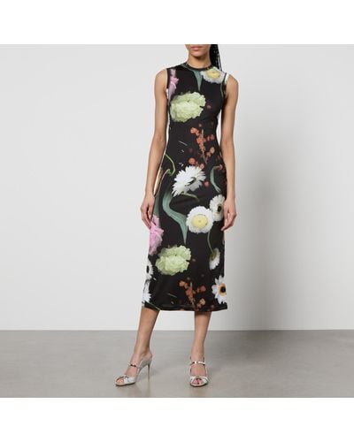 Stine Goya Danya Floral-Print Jersey Midi Dress - Black