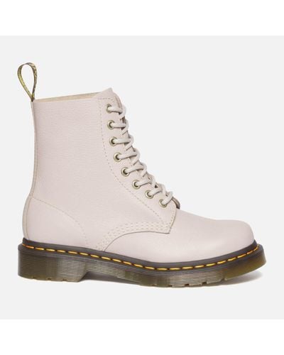 Dr. Martens 1460 Combat Boots In Taupe Leather - Natural