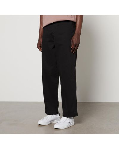 Fred Perry Brushed Cotton-Twill Straight-Leg Trousers - Black