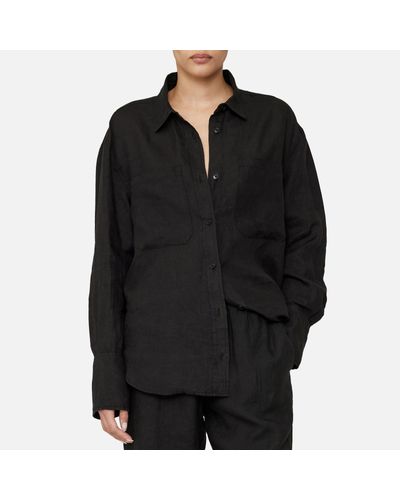 Anine Bing Dante Linen Buttoned Shirt - Black