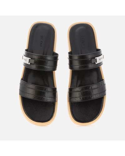 BY FAR Easy Leather Double Strap Sandals - Black