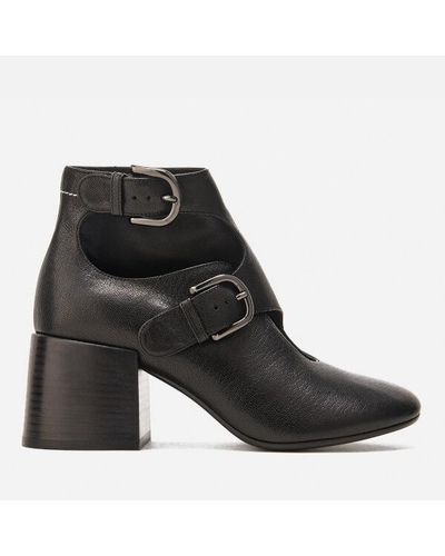 MM6 by Maison Martin Margiela Women's Double Buckle Heeled Ankle Boots - Black