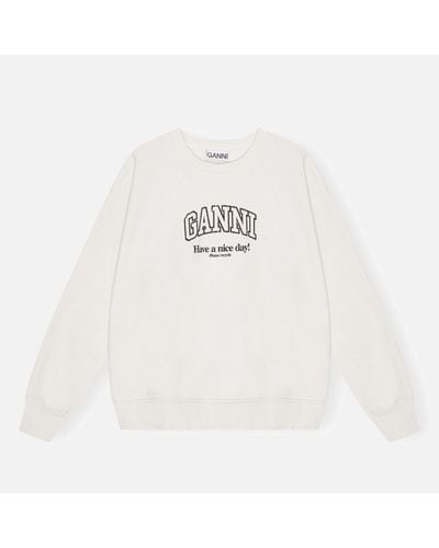 Ganni Isoli Organic Cotton-Jersey Oversized Sweatshirt - White
