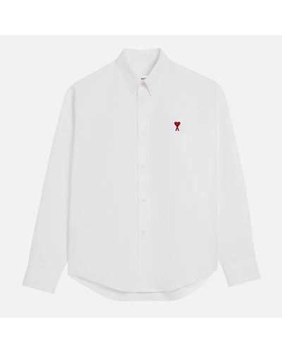 Ami Paris Boxy Fit Oxford Cotton Shirt - White