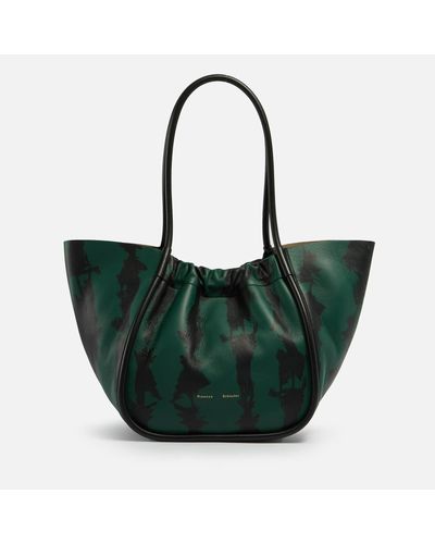 Proenza Schouler Large Ruched Tie-dyed Leather Tote Bag - Green