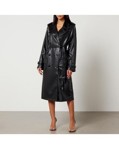 GOOD AMERICAN Chino Faux-Leather Trench Coat - Black