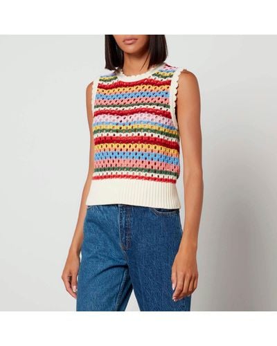 Kitri Marley Blanket Stripe Knit Vest - Blue