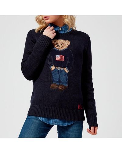 Polo Ralph Lauren Cotton Women's Bear Jumper in Navy (Blue) | Lyst Australia