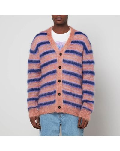Marni Striped Mohair-blend Cardigan - Red