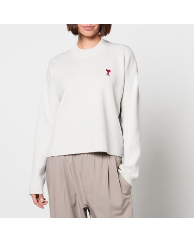 Ami Paris De Coeur Cotton And Wool-Blend Sweatshirt - Grey