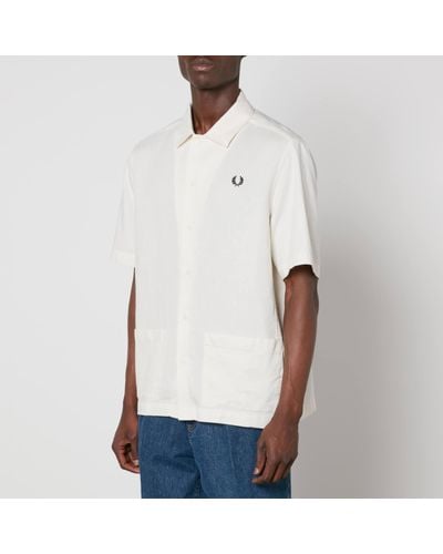 Fred Perry Cotton And Linen-Blend Piqué Shirt - White