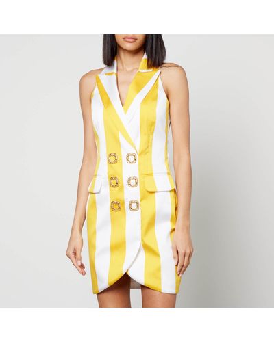 Moschino Striped Twill Mini Dress - Yellow