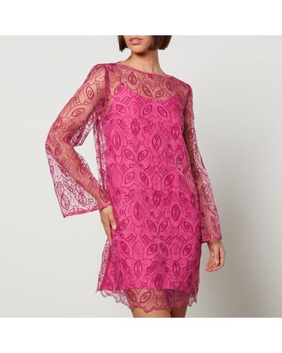 Max Mara Studio Bracco Petticoat Embroidered Tulle Dress - Pink