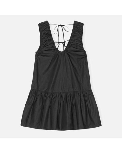 Ganni Cotton-Poplin Mini Dress - Black