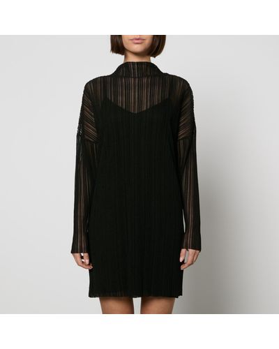 Anine Bing Clare Ribbed-Knit Mini Dress - Black