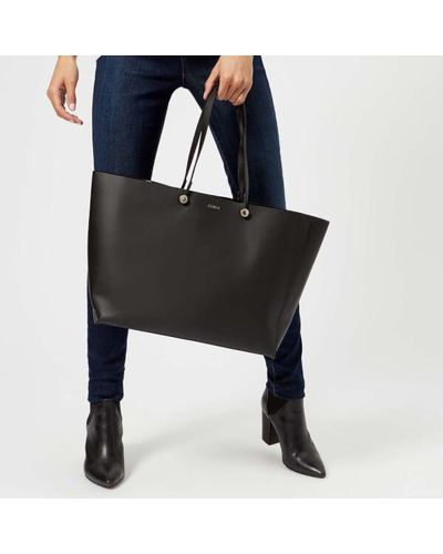 Furla Leather Women's Eden Large Tote Bag in Black | Lyst