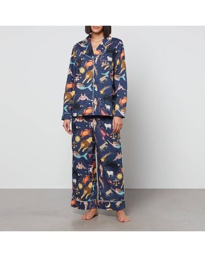 Karen Mabon Zodiac Cotton Pajama Set - Blue