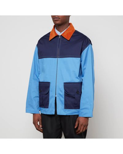 Marni Colourblocked Cotton-twill Jacket - Blue