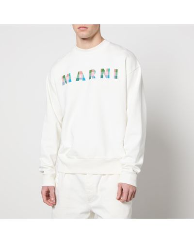 Marni Logo-Print Cotton-Jersey Sweatshirt - White
