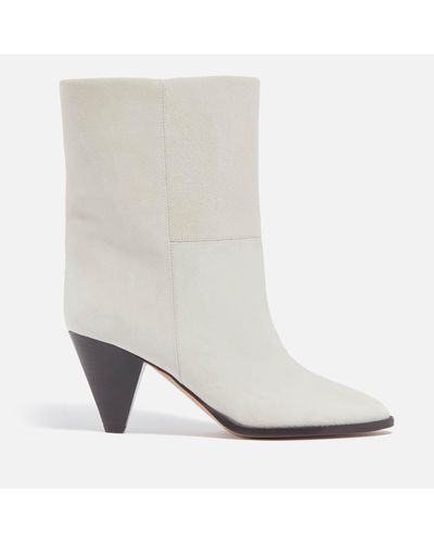 Isabel Marant Rouxa-Gz Suede Heeled Boots - White